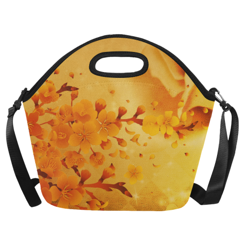 Floral design, soft colors Neoprene Lunch Bag/Large (Model 1669)