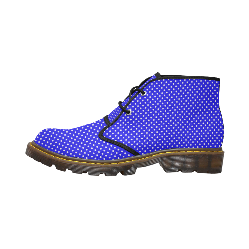 Blue polka dots Women's Canvas Chukka Boots/Large Size (Model 2402-1)