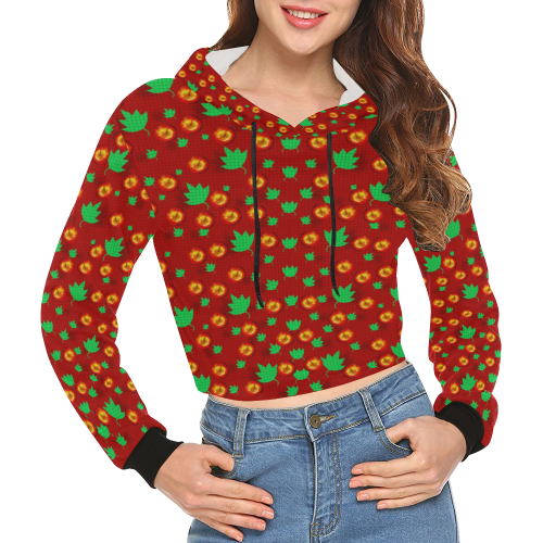 May be Christmas apples ornate All Over Print Crop Hoodie for Women (Model H22)