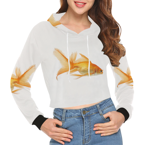 goldfish 3 All Over Print Crop Hoodie for Women (Model H22)