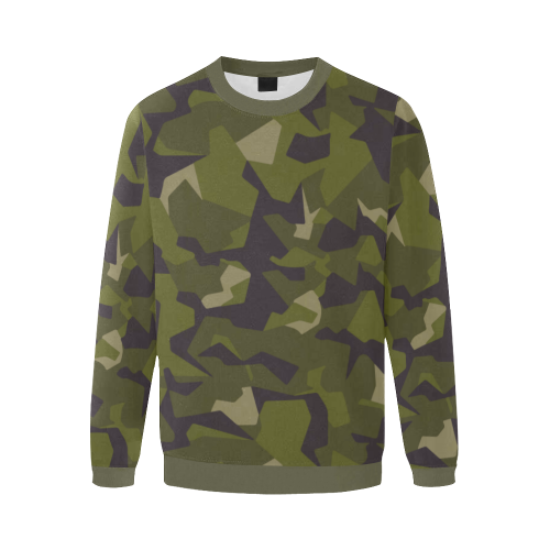 Swedish M90 woodland camouflage Men's Oversized Fleece Crew Sweatshirt (Model H18)