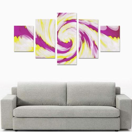 Pink Yellow Tie Dye Swirl Abstract Canvas Print Sets B (No Frame)