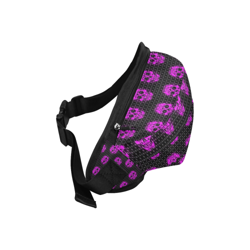 skulls and dotts, pink by JamColors Fanny Pack/Large (Model 1676)
