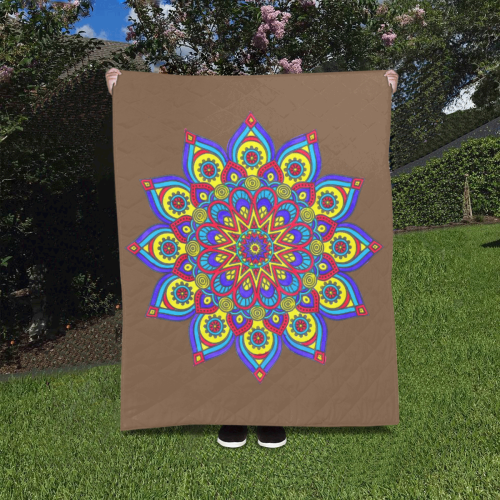 Brilliant Star Mandala Brown Quilt 40"x50"