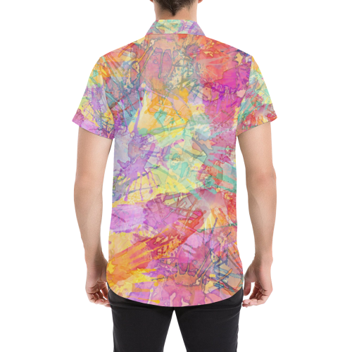 Watercolor Painting Splashes Pastel Multicolored Men's All Over Print Short Sleeve Shirt (Model T53)