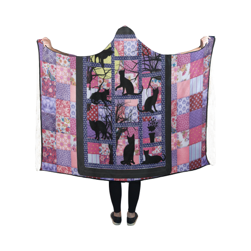 Cats in the Night Hooded Blanket 50''x40''