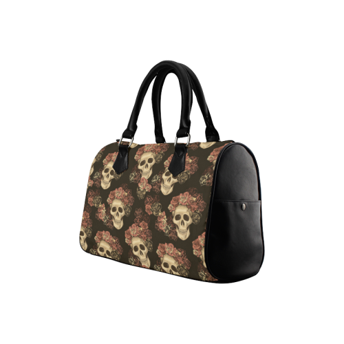 Skull and Rose Pattern Boston Handbag (Model 1621)
