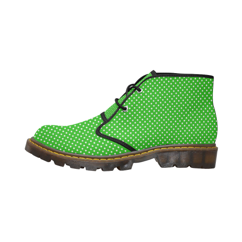 Green polka dots Women's Canvas Chukka Boots/Large Size (Model 2402-1)