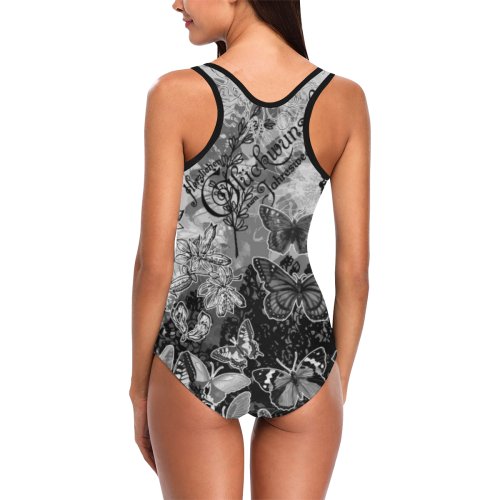 Lady and butterflies Vest One Piece Swimsuit (Model S04)