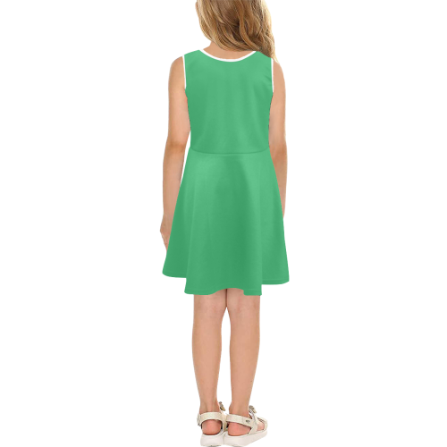 color medium sea green Girls' Sleeveless Sundress (Model D56)