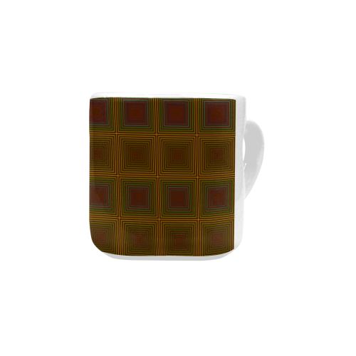 Golden brown multicolored multiple squares Heart-shaped Mug(10.3OZ)