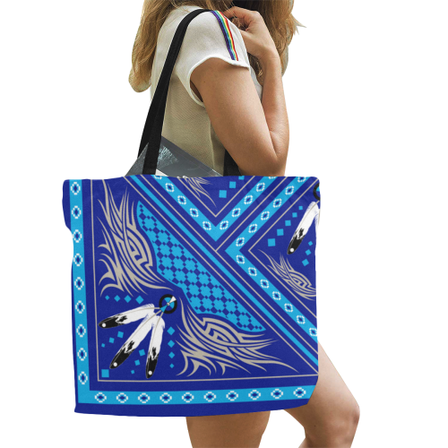 Deeds well Done Blue All Over Print Canvas Tote Bag/Large (Model 1699)