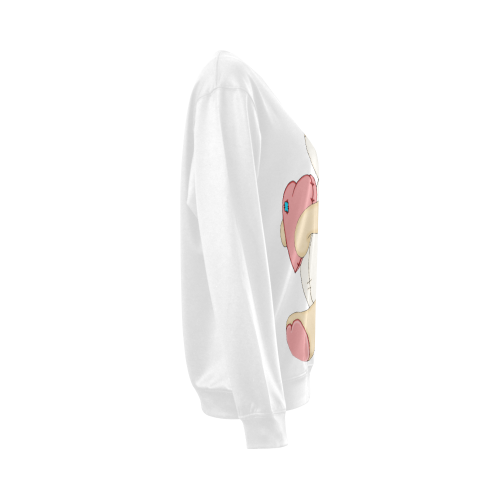 Patchwork Heart Teddy White All Over Print Crewneck Sweatshirt for Women (Model H18)