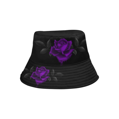 Gothic Dark Purple Rose All Over Print Bucket Hat
