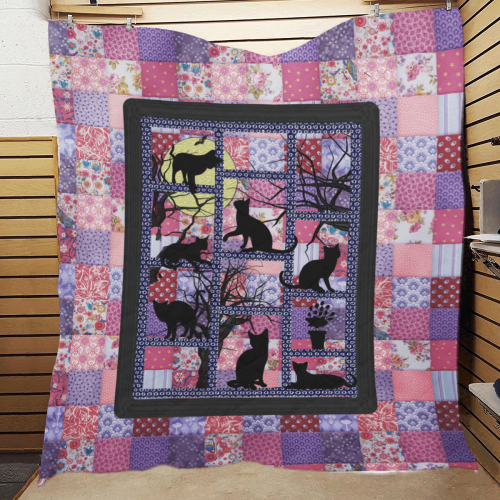 Cats in the Night Quilt 60"x70"
