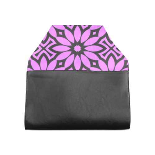 Purple/Black Flowery Pattern Clutch Bag (Model 1630)