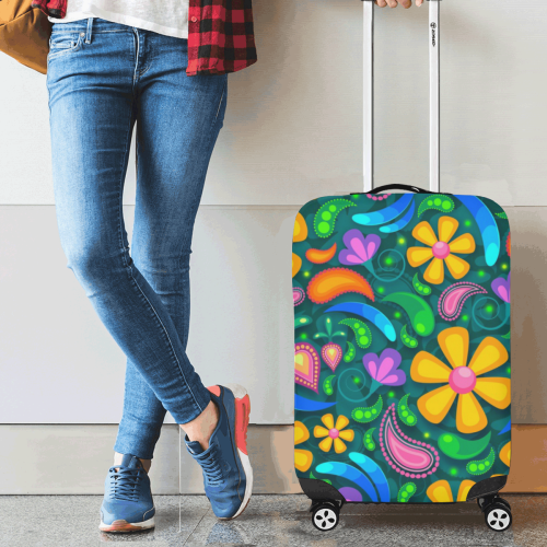 Retro Flowers Luggage Cover/Small 18"-21"