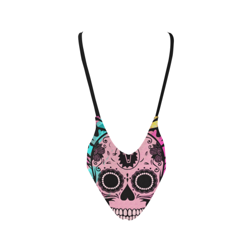 SKULL ART PINK Sexy Low Back One-Piece Swimsuit (Model S09)