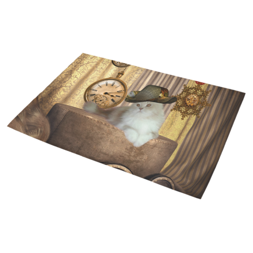 Funny steampunk cat Azalea Doormat 30" x 18" (Sponge Material)