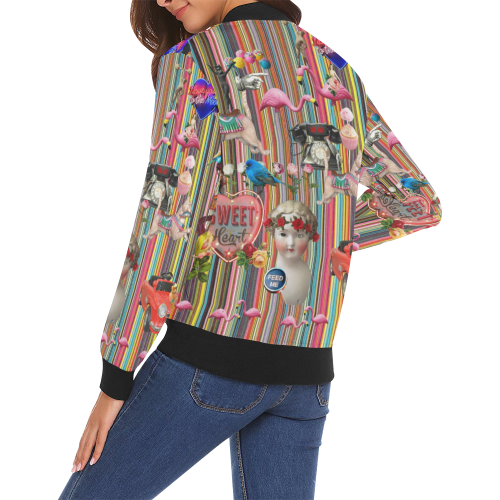 Weekend Away All Over Print Bomber Jacket for Women (Model H19)
