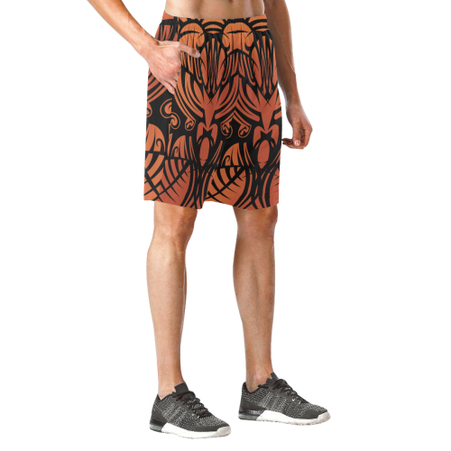 Orange Tribal Shorts Men's All Over Print Elastic Beach Shorts (Model L20)
