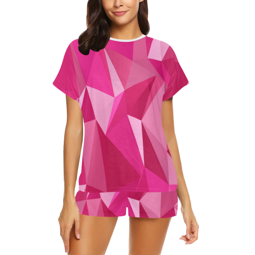 Abstract Pink Triangles Women's Short Pajama Set