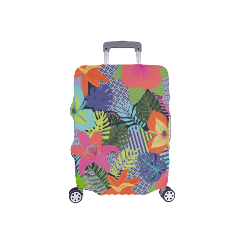 Geometric Shapes Tropical Flowers Pattern 1 Luggage Cover/Small 18"-21"