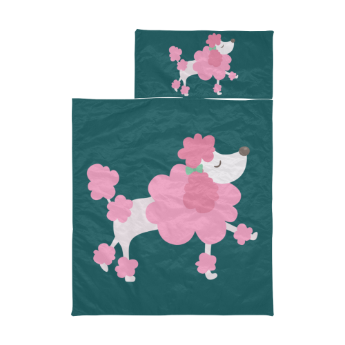 Pretty Pink Poodle Turquoise Kids' Sleeping Bag