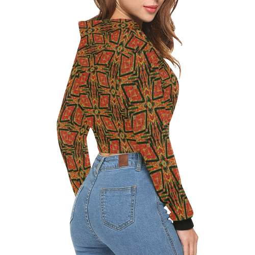 geometric doodle 2 All Over Print Crop Hoodie for Women (Model H22)