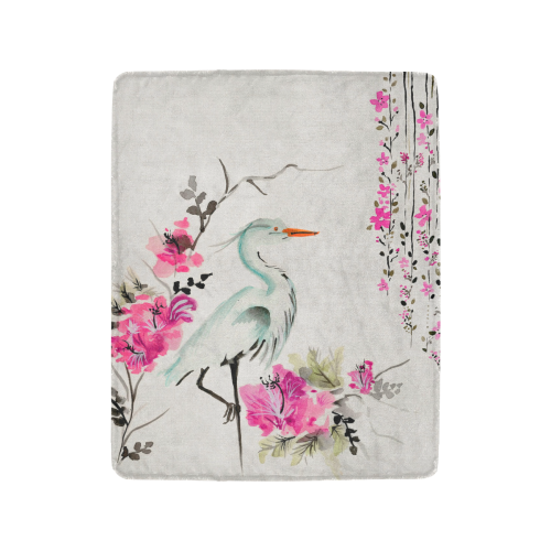 Pink Crane Flower Dream Ultra-Soft Micro Fleece Blanket 40"x50"