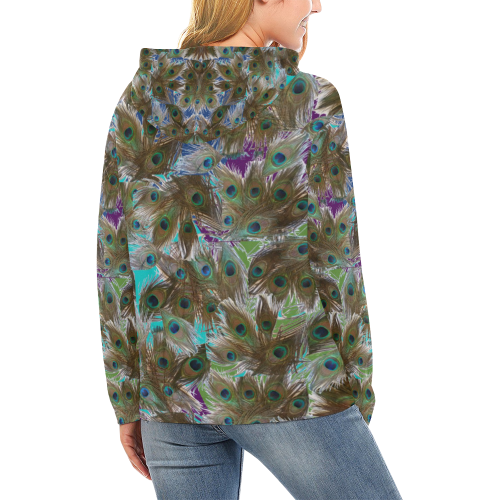 Peacock feathers hoodie All Over Print Hoodie for Women (USA Size) (Model H13)
