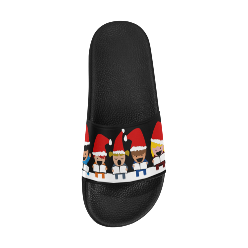 Christmas Carol Singers on Black Women's Slide Sandals (Model 057)