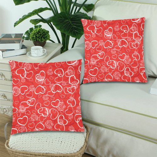 3265 Cute heart backgrounds Custom Zippered Pillow Cases 18"x 18" (Twin Sides) (Set of 2)
