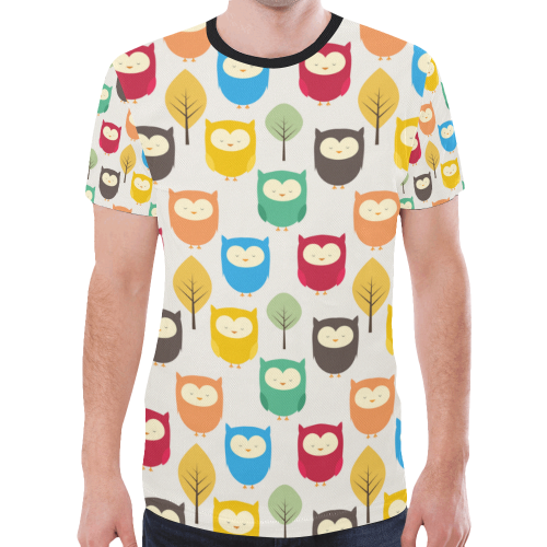 fabric cute owl New All Over Print T-shirt for Men/Large Size (Model T45)