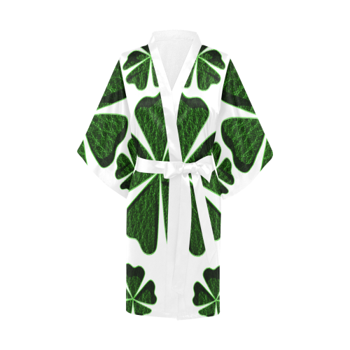 Leather-Look Irish Cloverball Kimono Robe