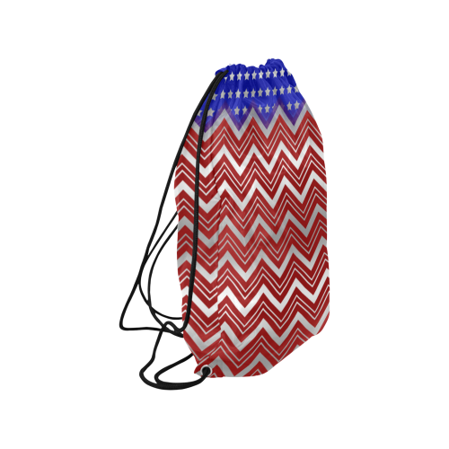 Chevron Red White And Blue Medium Drawstring Bag Model 1604 (Twin Sides) 13.8"(W) * 18.1"(H)
