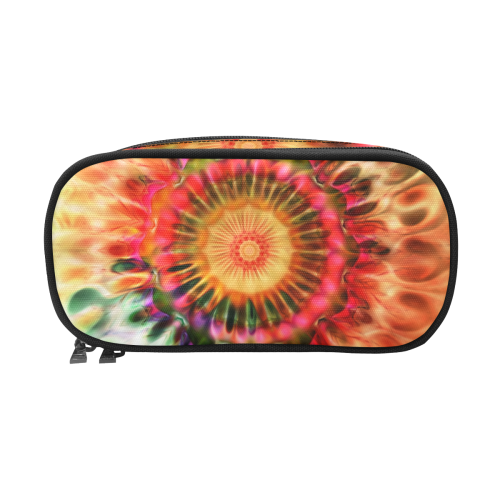 Magic Fractal Flower - Psychedelic Magenta Red Pencil Pouch/Large (Model 1680)
