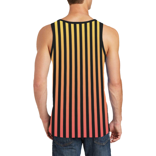 Peach Ombre on Black Men's All Over Print Tank Top (Model T57)