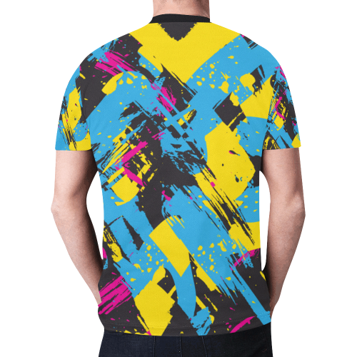 Colorful paint stokes on a black background New All Over Print T-shirt for Men (Model T45)