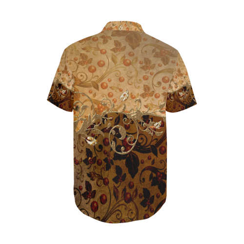 Wonderful decorative floral design Men's Short Sleeve Shirt with Lapel Collar (Model T54)