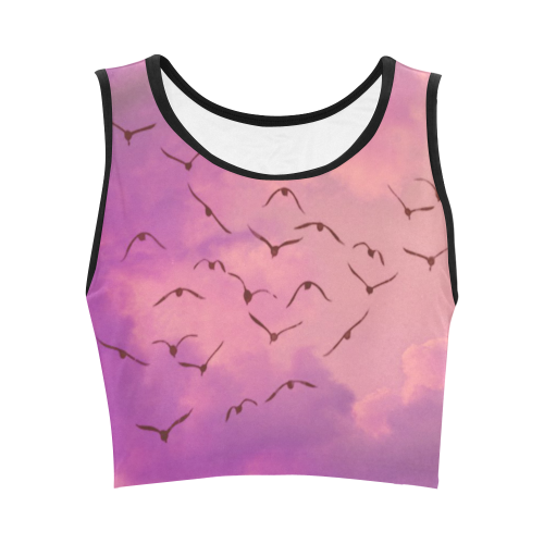 Trendy Birds, pink by JamColors Women's Crop Top (Model T42)