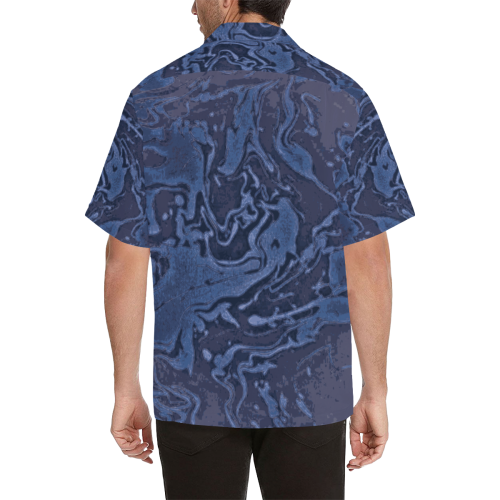 Blue Gentlemen - blue pale grey abstract swirls personalize diy Hawaiian Shirt (Model T58)