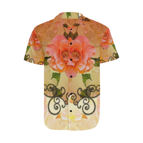 Beautiful flowers Men's Short Sleeve Shirt with Lapel Collar (Model T54)