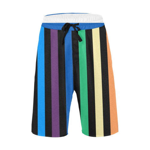 Rainbow Stripes with Black Men's All Over Print Casual Shorts (Model L23)