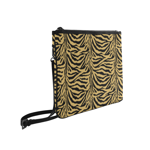 Zebra Animal Pattern on Gold Slim Clutch Bag (Model 1668)