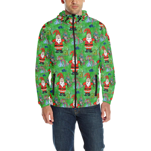 Christmas Gnomes by Nico Bielow All Over Print Quilted Windbreaker for Men (Model H35)