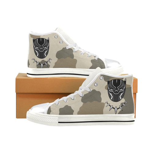 Classic Brown Camouflage High Top Canvas Shoes for Kid (Model 017)