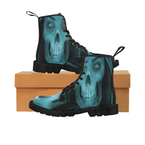 Skull Martin Boots for Women (Black) (Model 1203H)