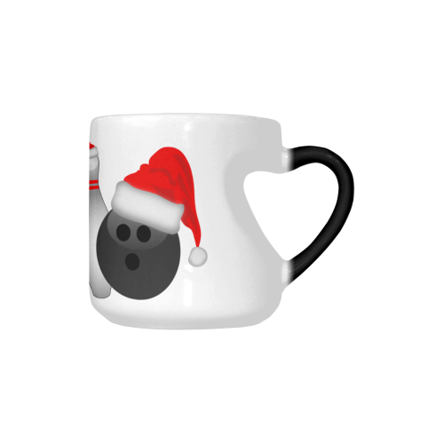 Santa Hat Bowling Ball And Pin  Christmas Heart-shaped Morphing Mug