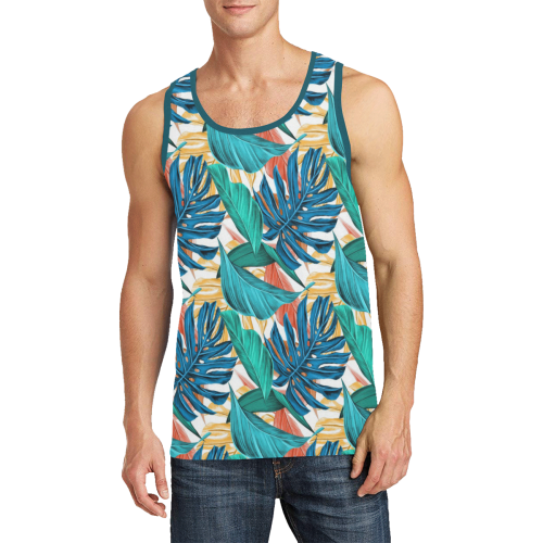 Tropical Jungle Leaves Men's All Over Print Tank Top (Model T57)